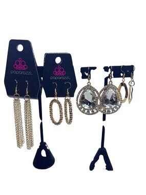 Lot of 4 Paparazzi Dangle Gold Tone Pierced Earrings (6430)